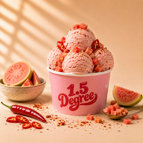 Guava Chilli gelato in a 1.5 Degree tub